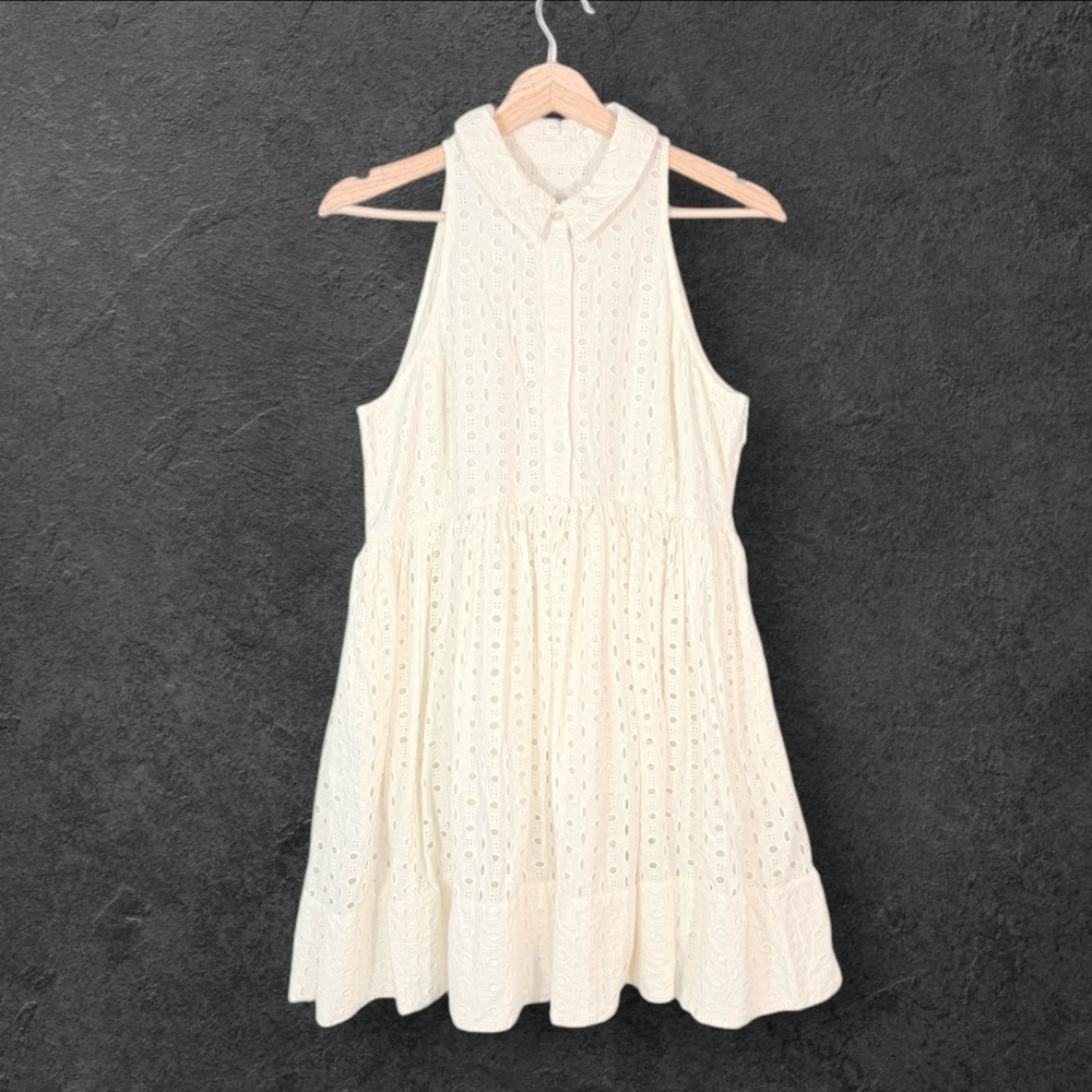 Anthropologie Maeve Halter Eyelet Mini Dress Medium NWT - Picture 4 of 10